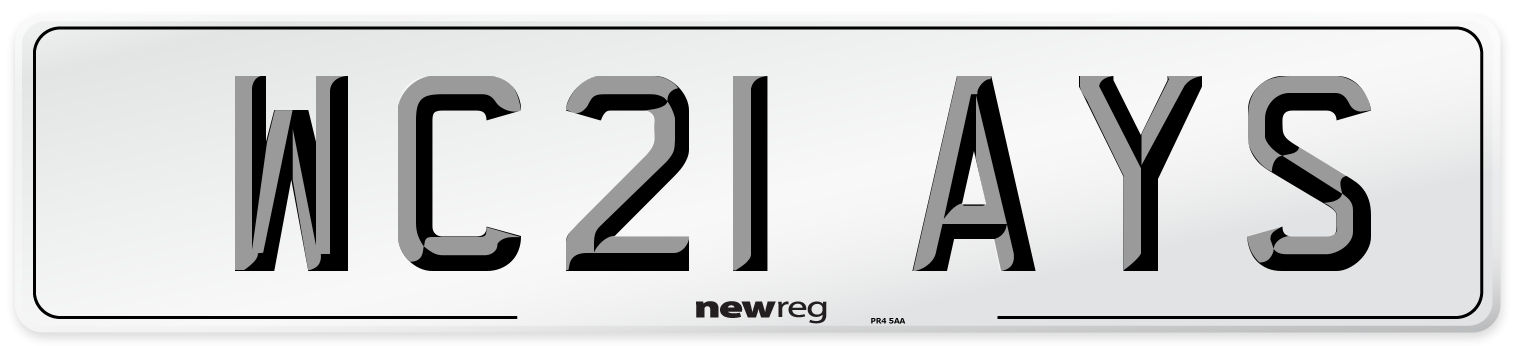 WC21 AYS Number Plate from New Reg